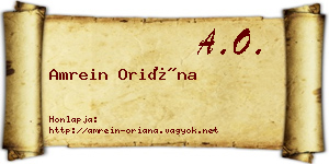 Amrein Oriána névjegykártya